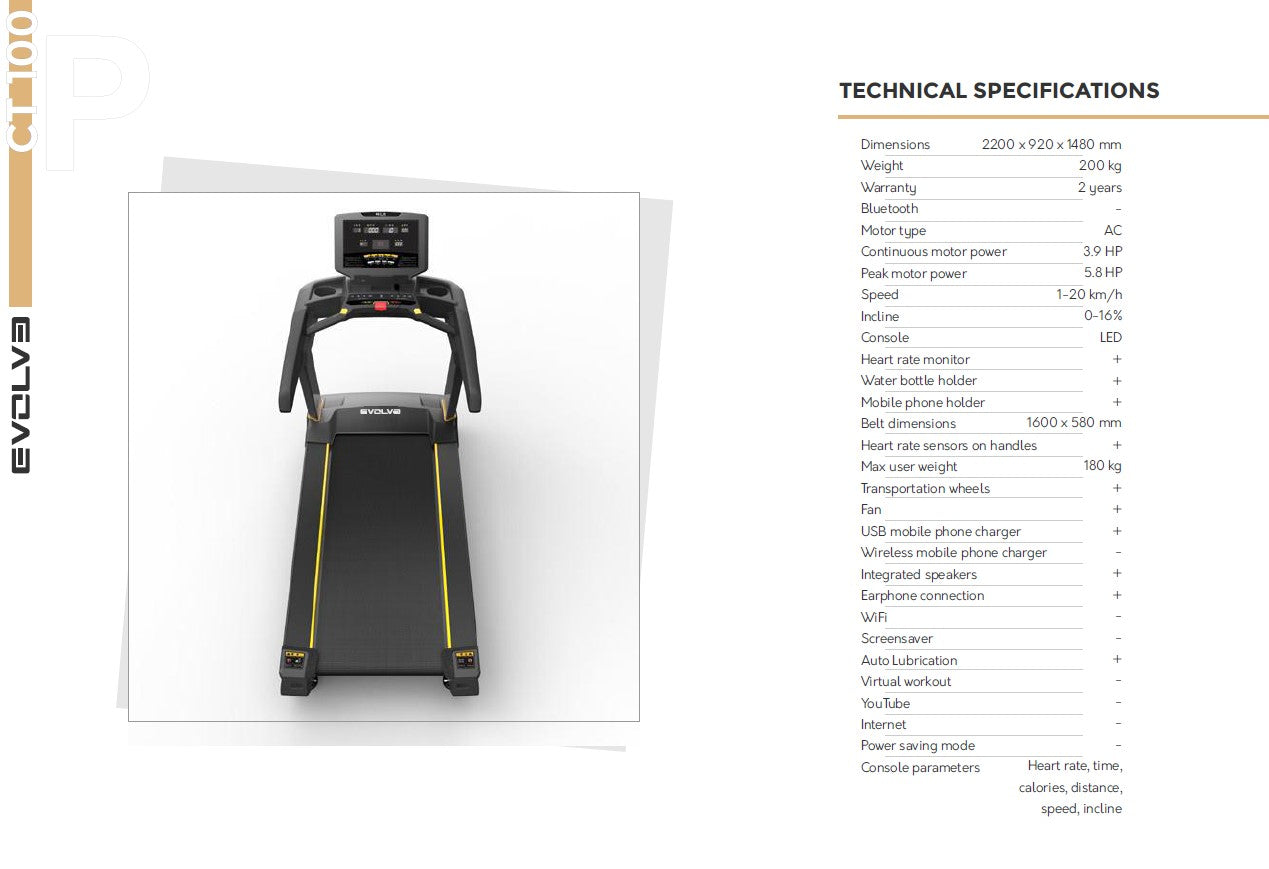 Tapis de course commercial Evolve CT-100P